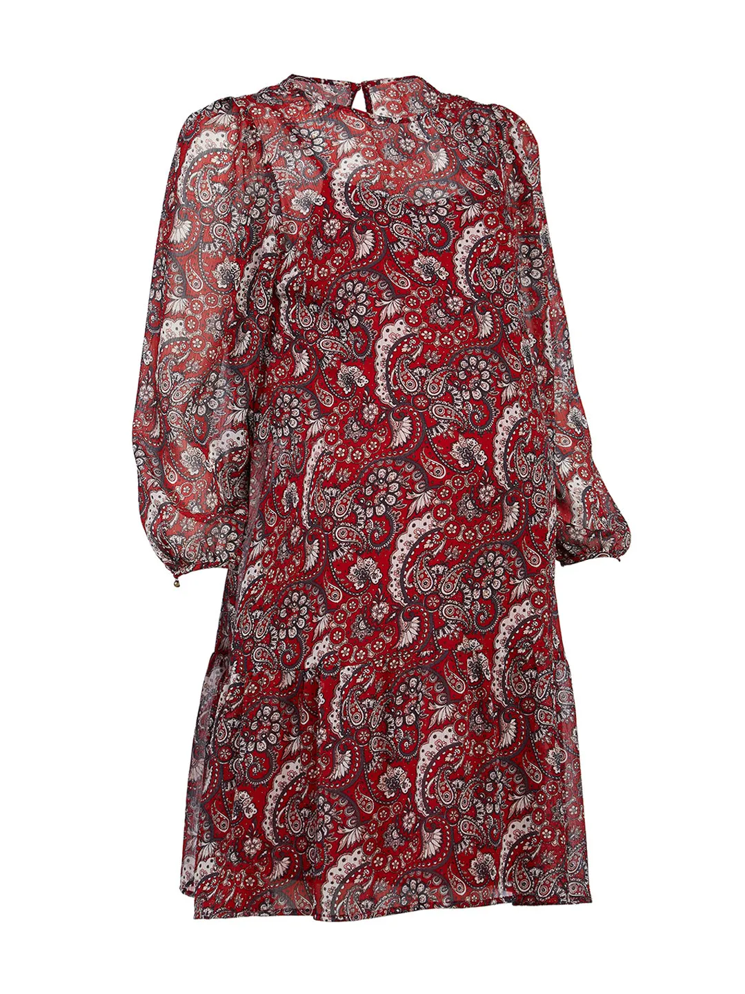 Maternity Shimmer Paisley Flounce Dress in Crimson Spark