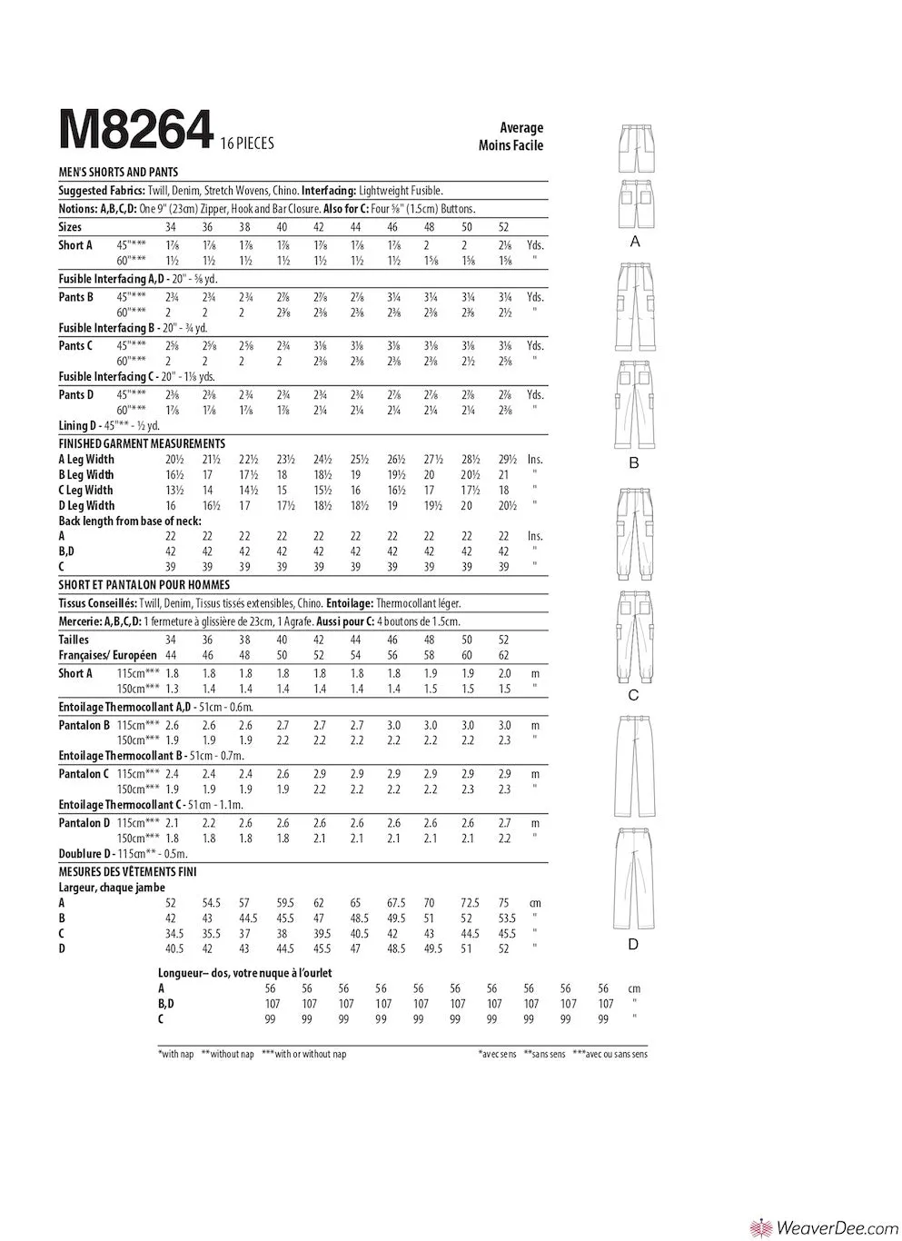 McCall's Pattern M8264 Men's Shorts & Trousers