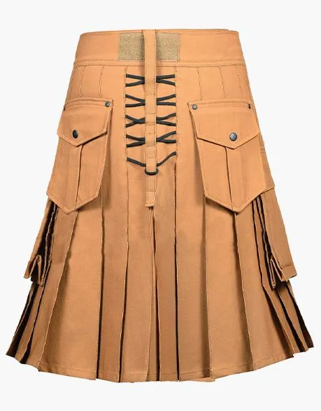 MEN'S STYLISH TACTICAL KILTS WITH KHAKI DESIGN