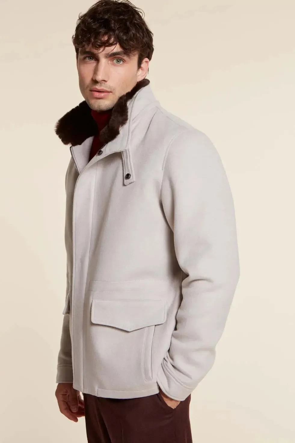 Mens winter jacket with fur hood