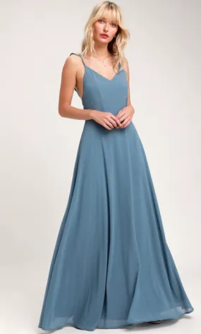 Meteoric Rise Slate Blue Maxi Dress