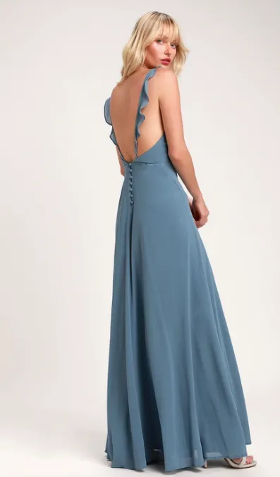 Meteoric Rise Slate Blue Maxi Dress