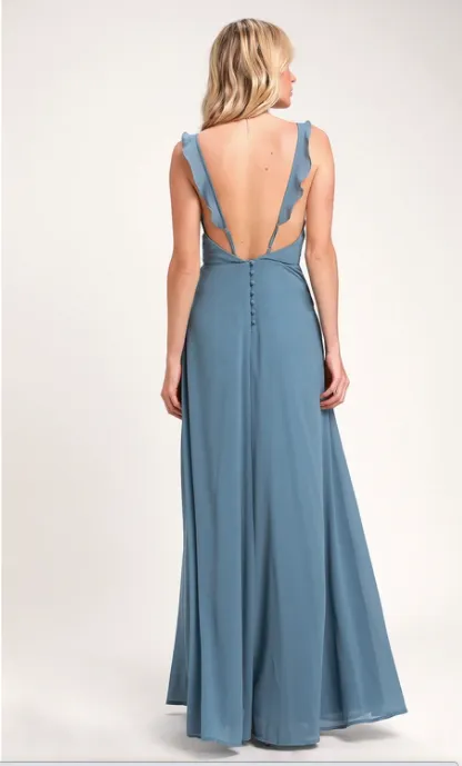 Meteoric Rise Slate Blue Maxi Dress