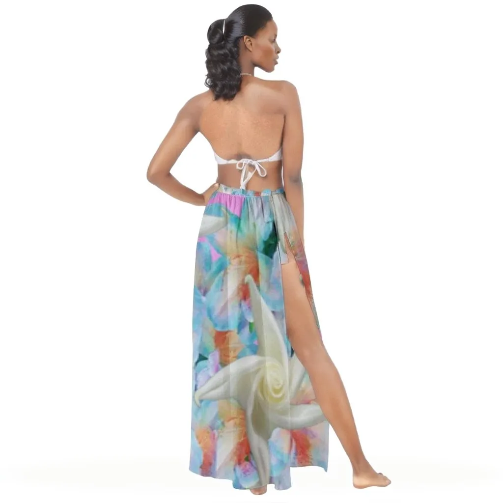 Midnight Floral Maxi Chiffon Tie-Up Sarong