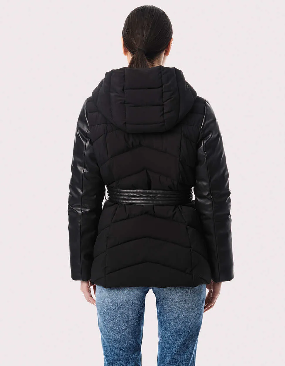 Modern Mixer Vegan Leather Puffer Jacket