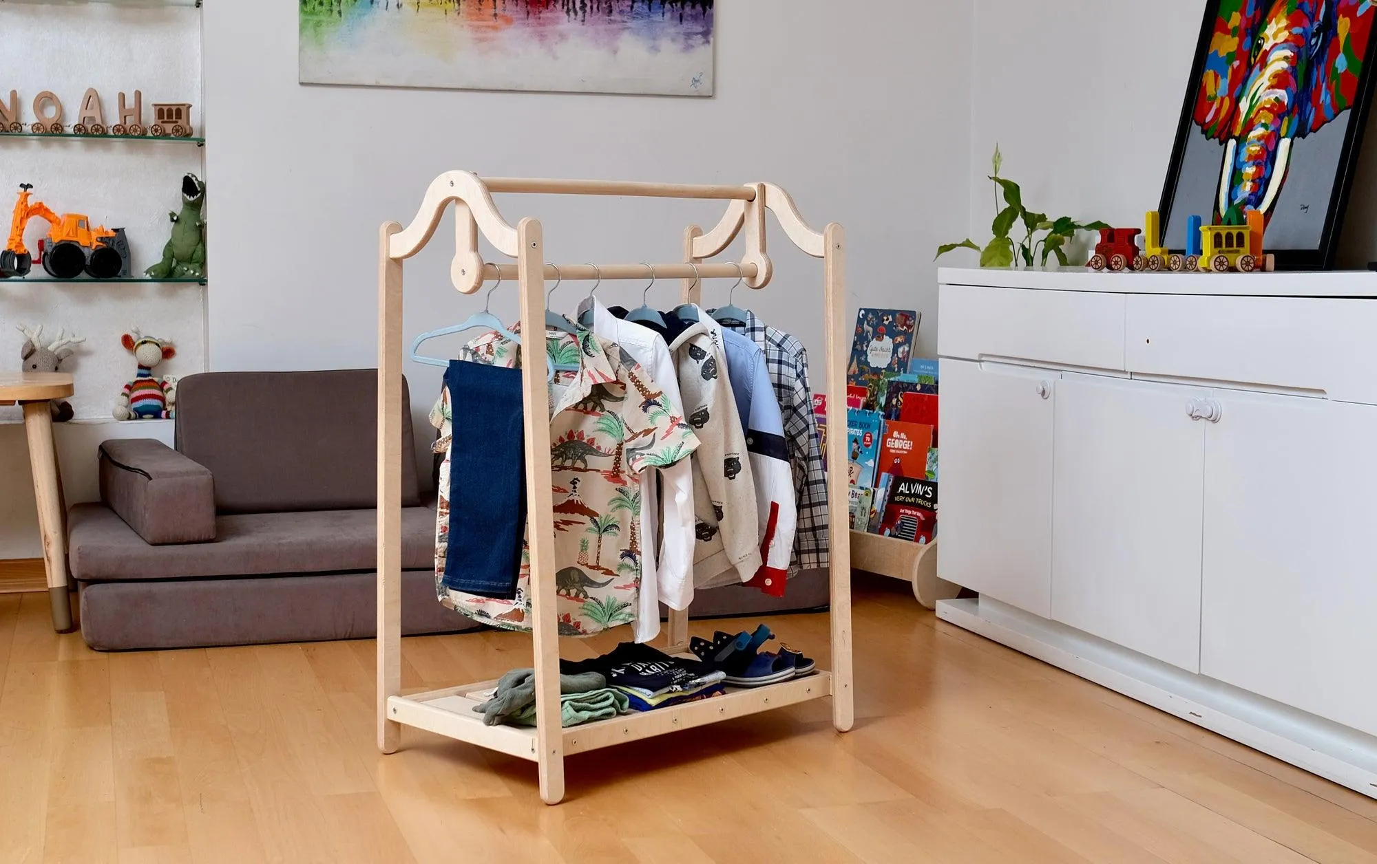 Montessori Wooden Kids Clothing Rack