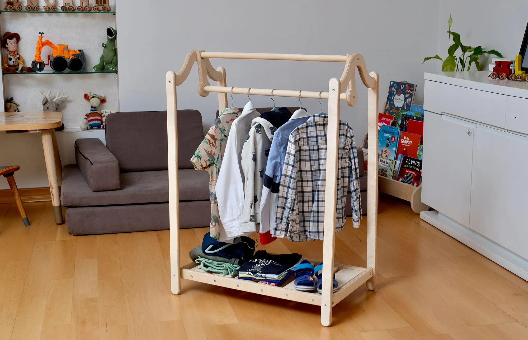 Montessori Wooden Kids Clothing Rack