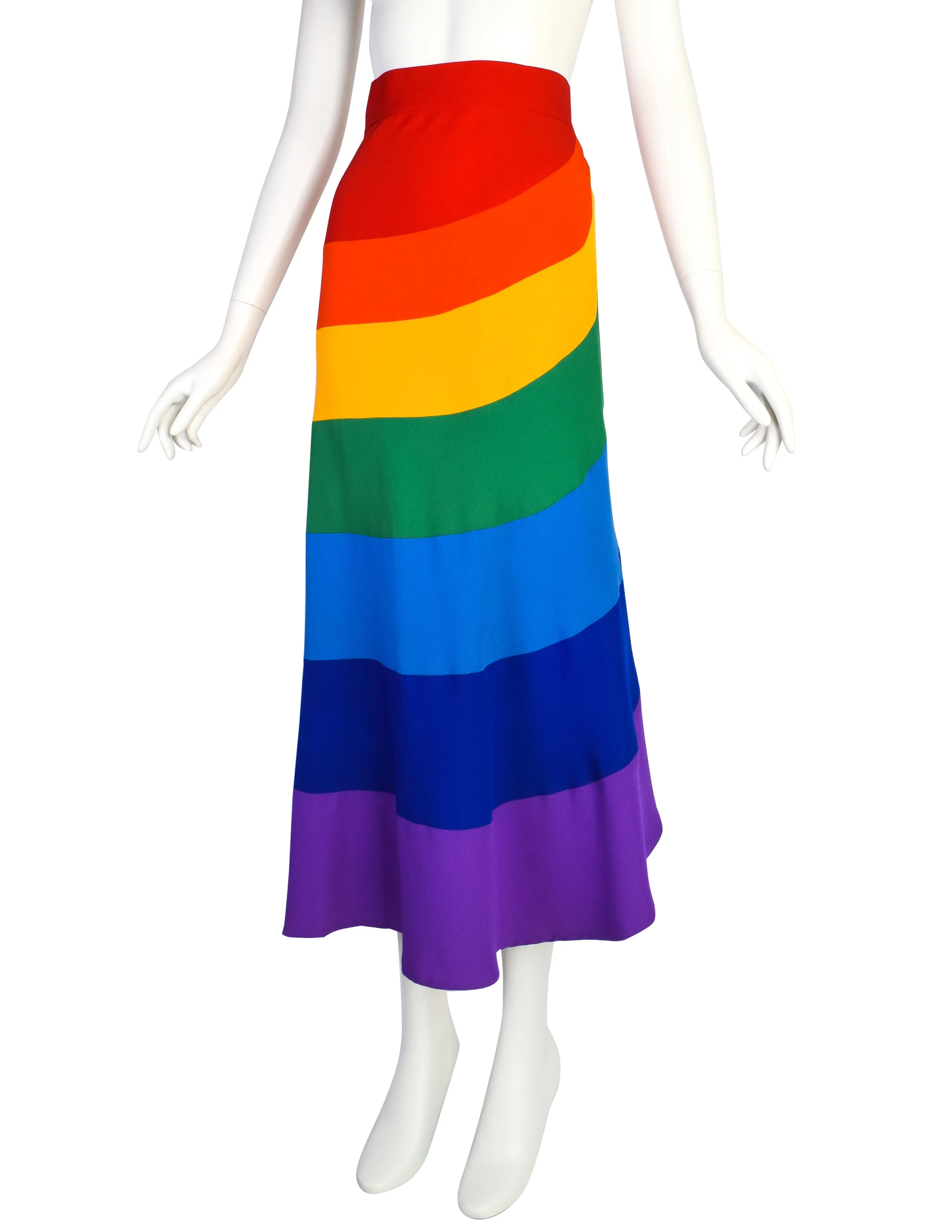 Moschino Vintage SS 1994 Paneled Full Rainbow Maxi Wrap Skirt