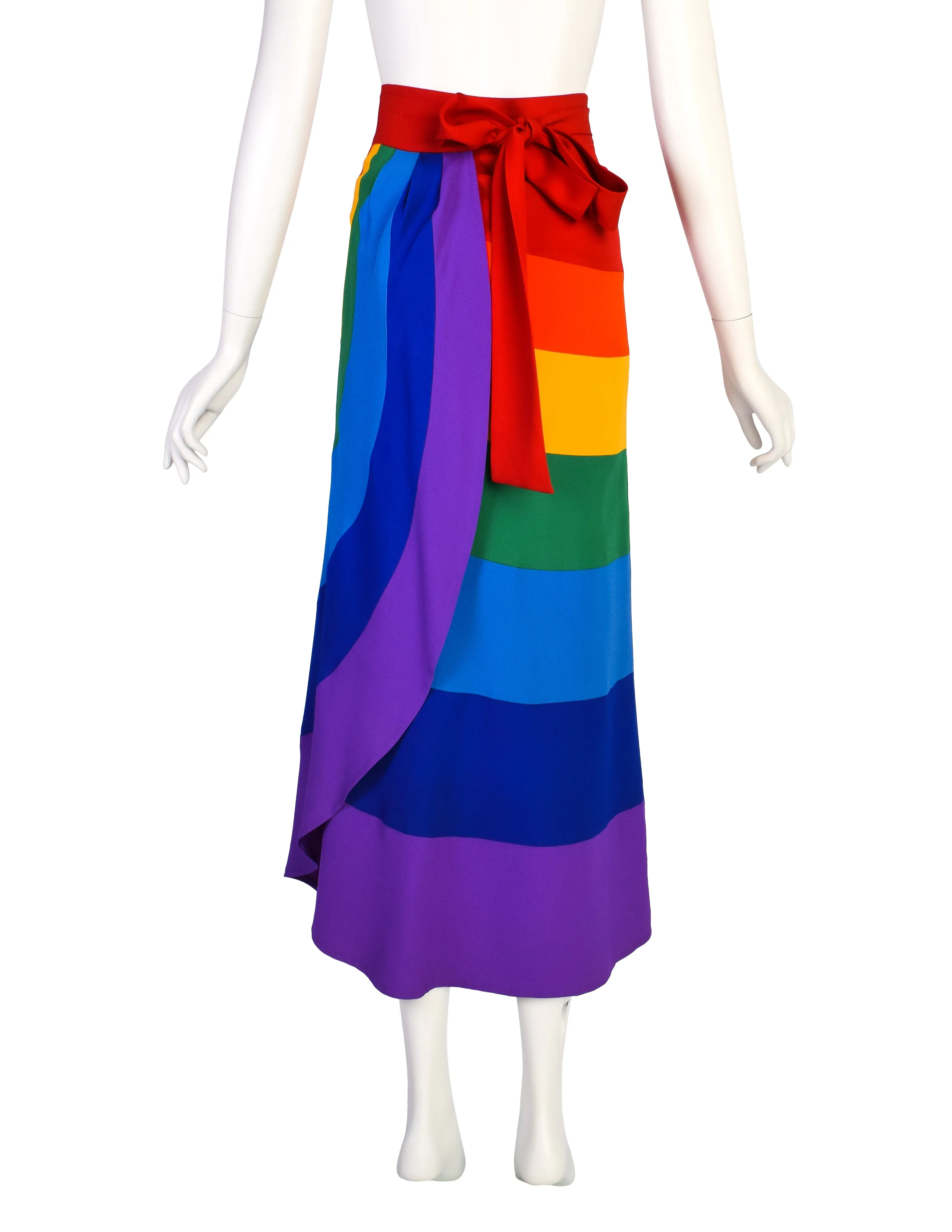 Moschino Vintage SS 1994 Paneled Full Rainbow Maxi Wrap Skirt