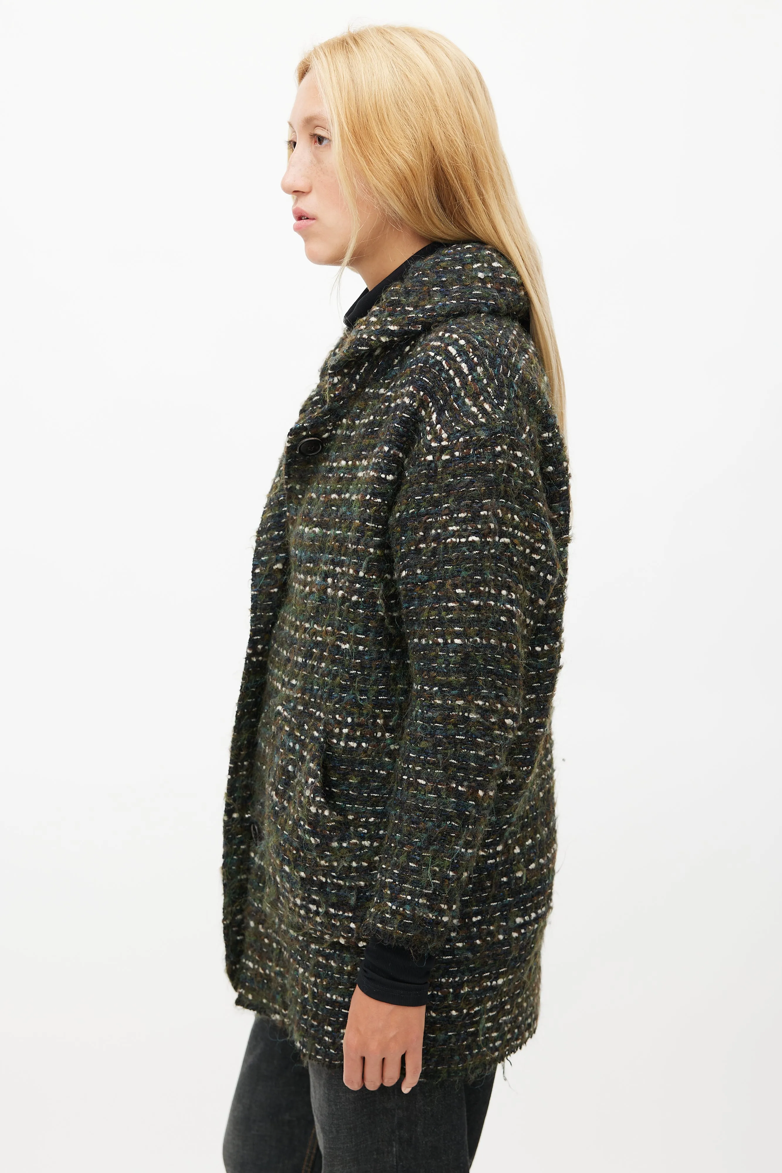 Multicolour Tweed Wool Coat