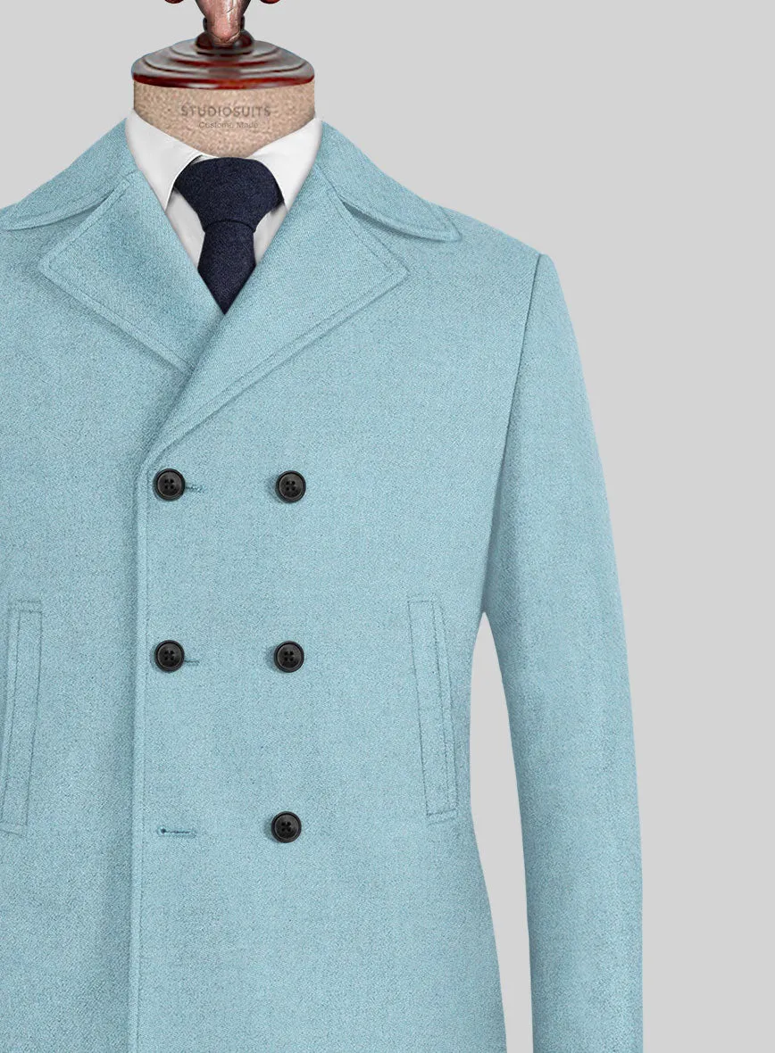 Naples Light Blue Tweed Pea Coat