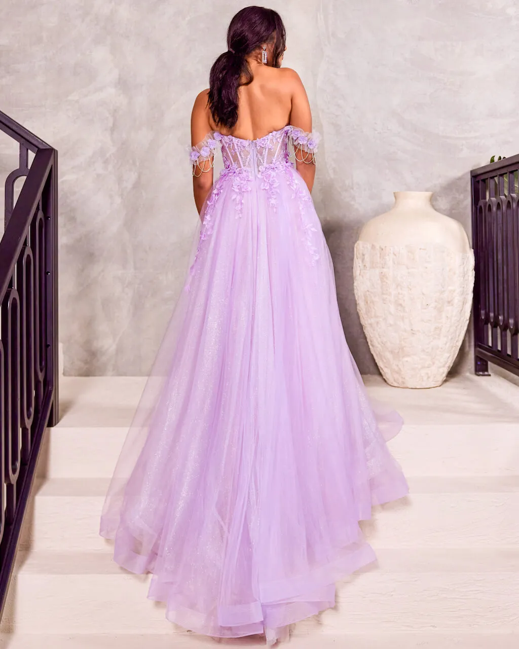 Nathalia Off Shoulder Corset Gown - Lavender