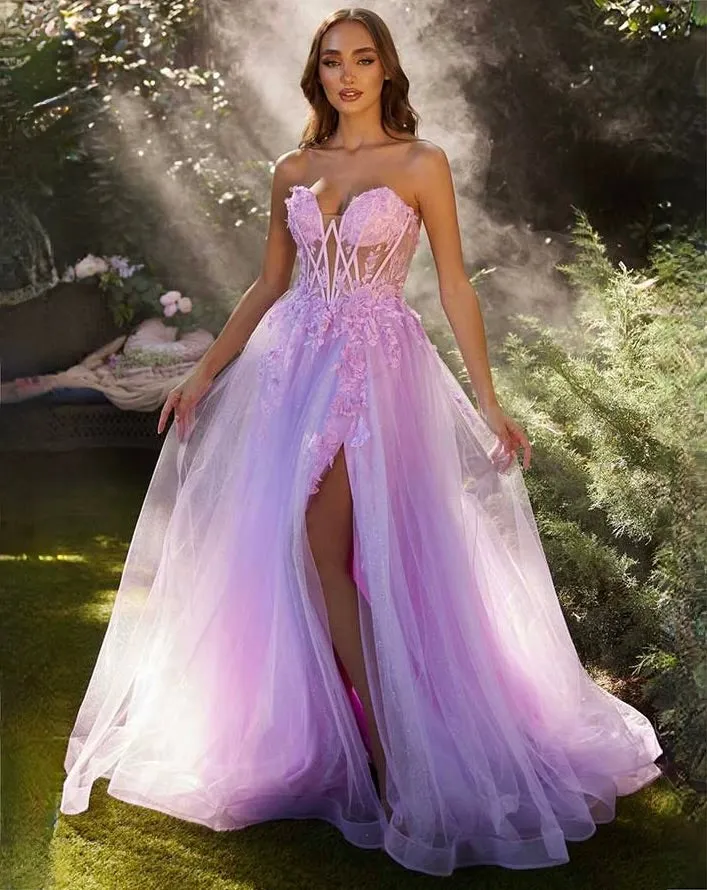 Nathalia Off Shoulder Corset Gown - Lavender