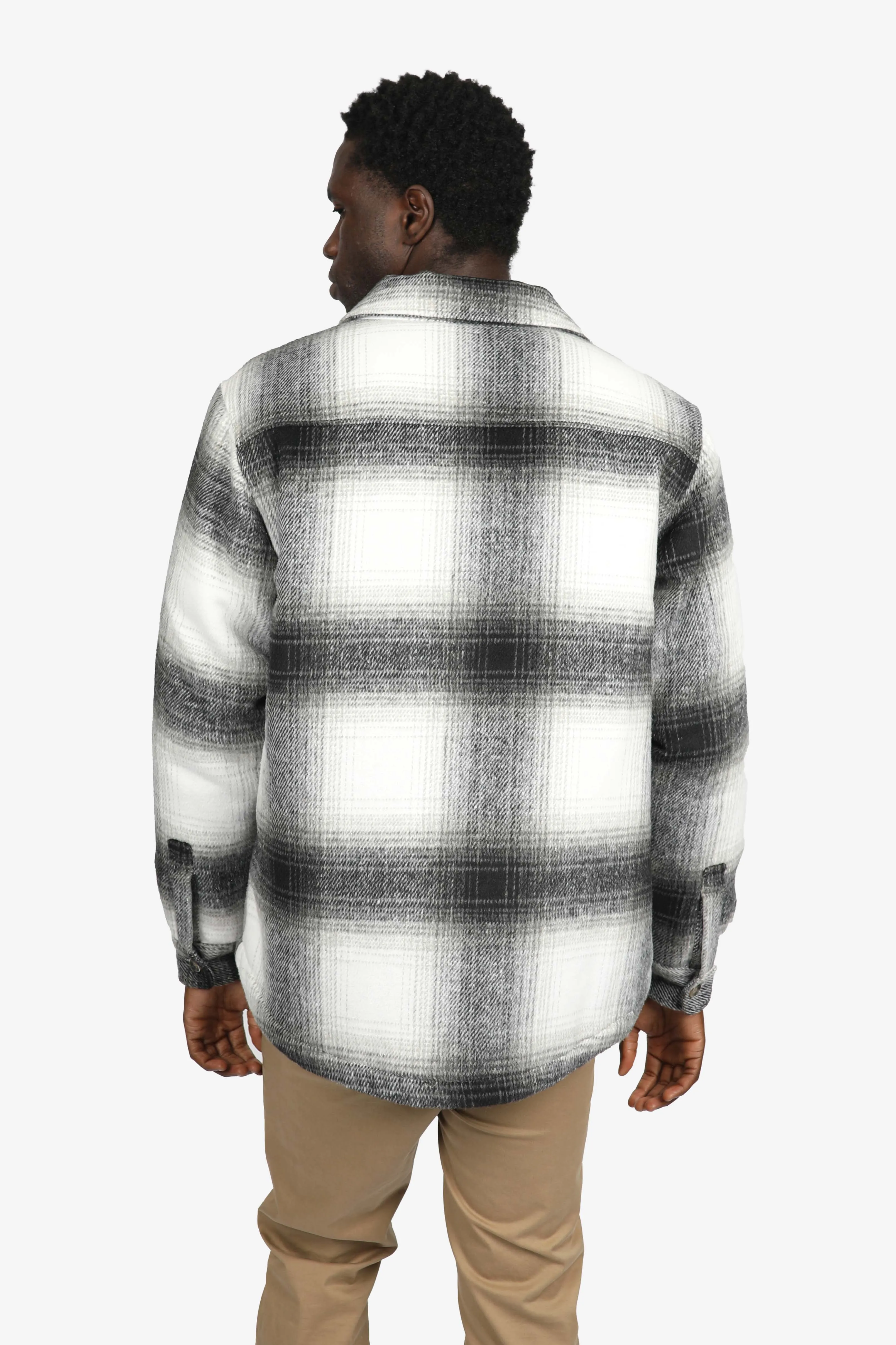 Natural Check Wool Blend Padded Coat