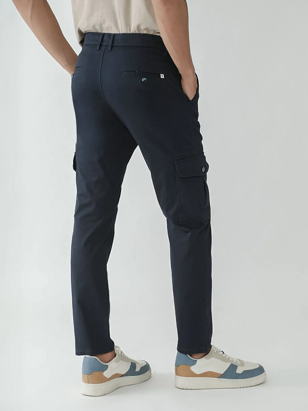 Navy Cotton Cargo Pants