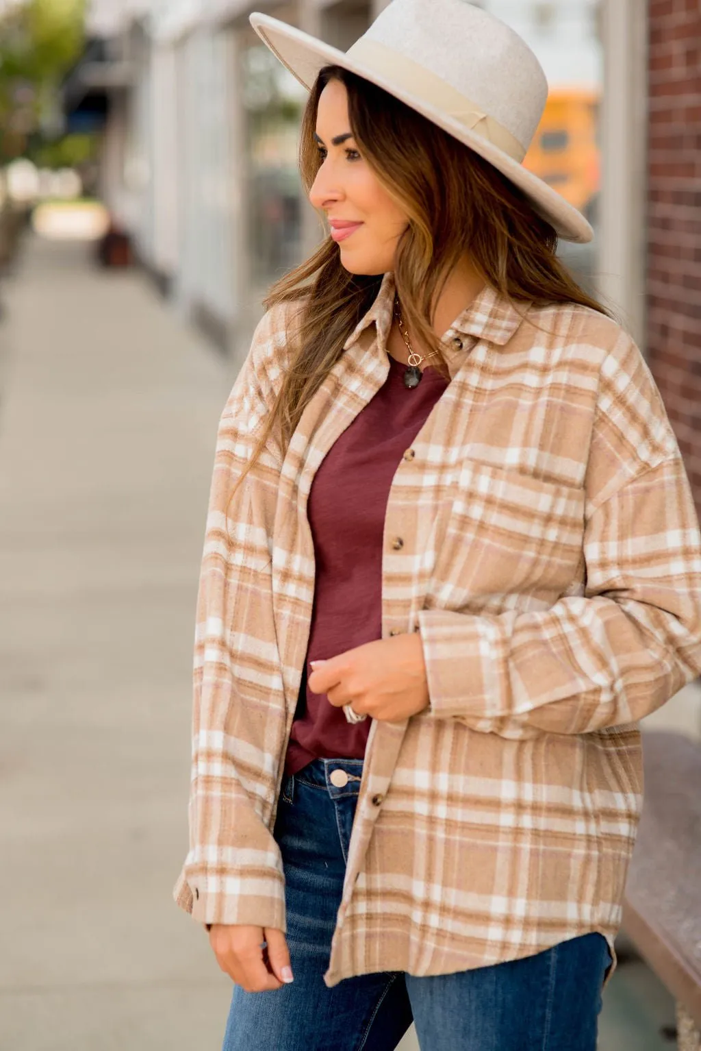 Neutral Shades Plaid Shacket