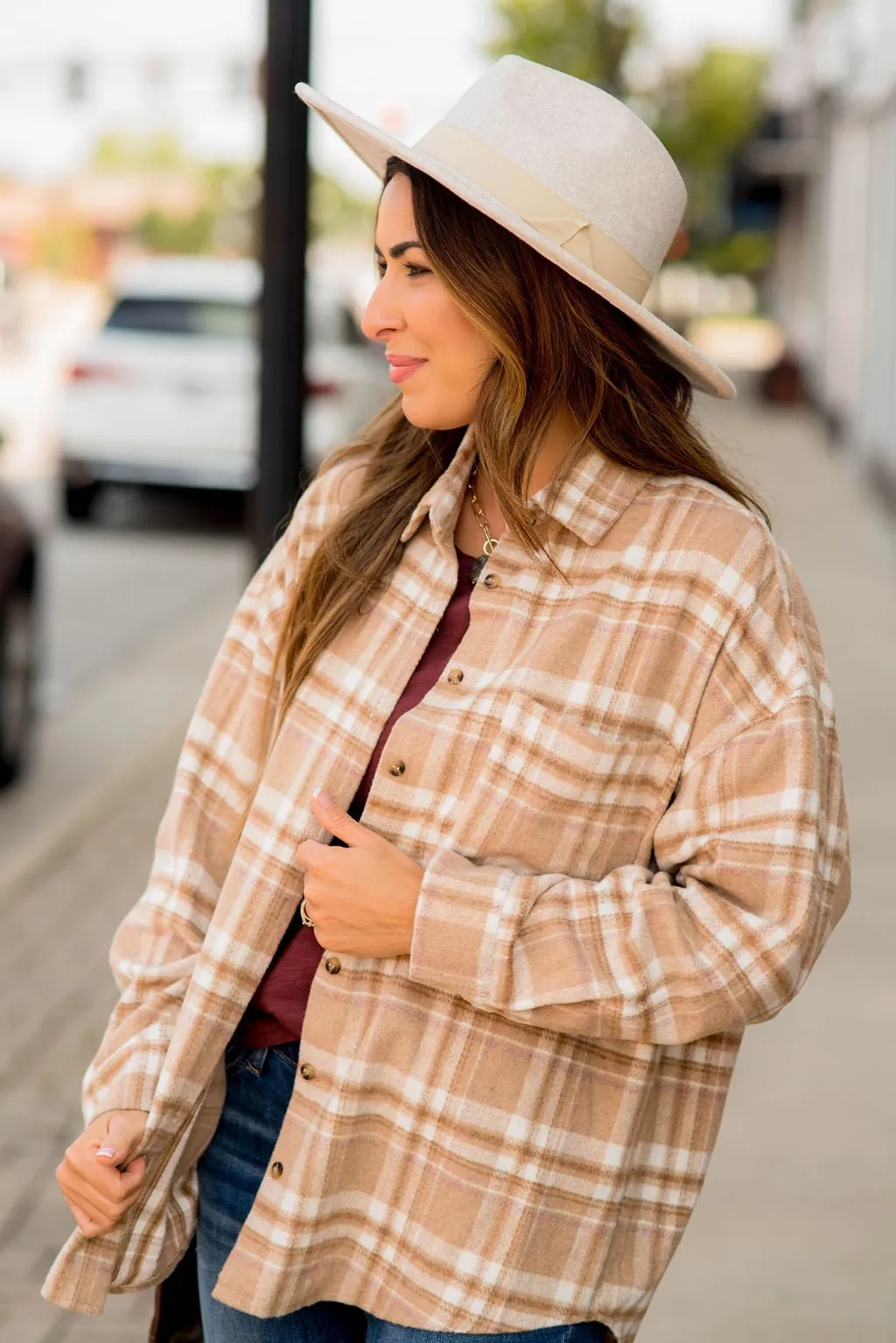 Neutral Shades Plaid Shacket