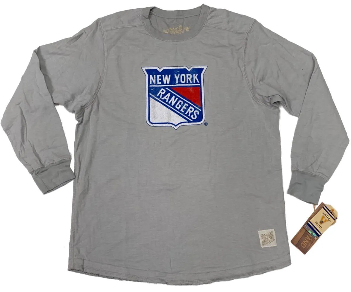 New York Rangers Retro Brand Gray Shield Logo Heavyweight Long Sleeve T-Shirt