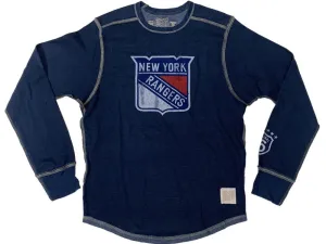 New York Rangers Retro Brand Navy Shield Logo Heavyweight Long Sleeve T-Shirt