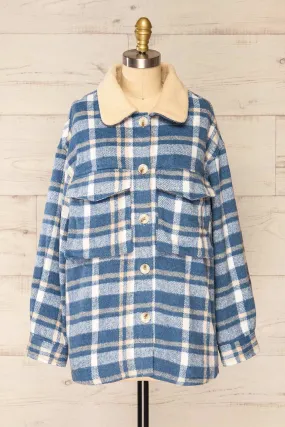 Norah Blue | Plaid Shacket w/ Front Pockets