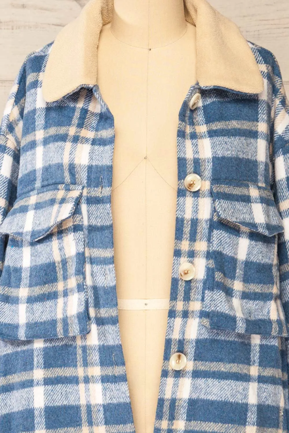 Norah Blue | Plaid Shacket w/ Front Pockets