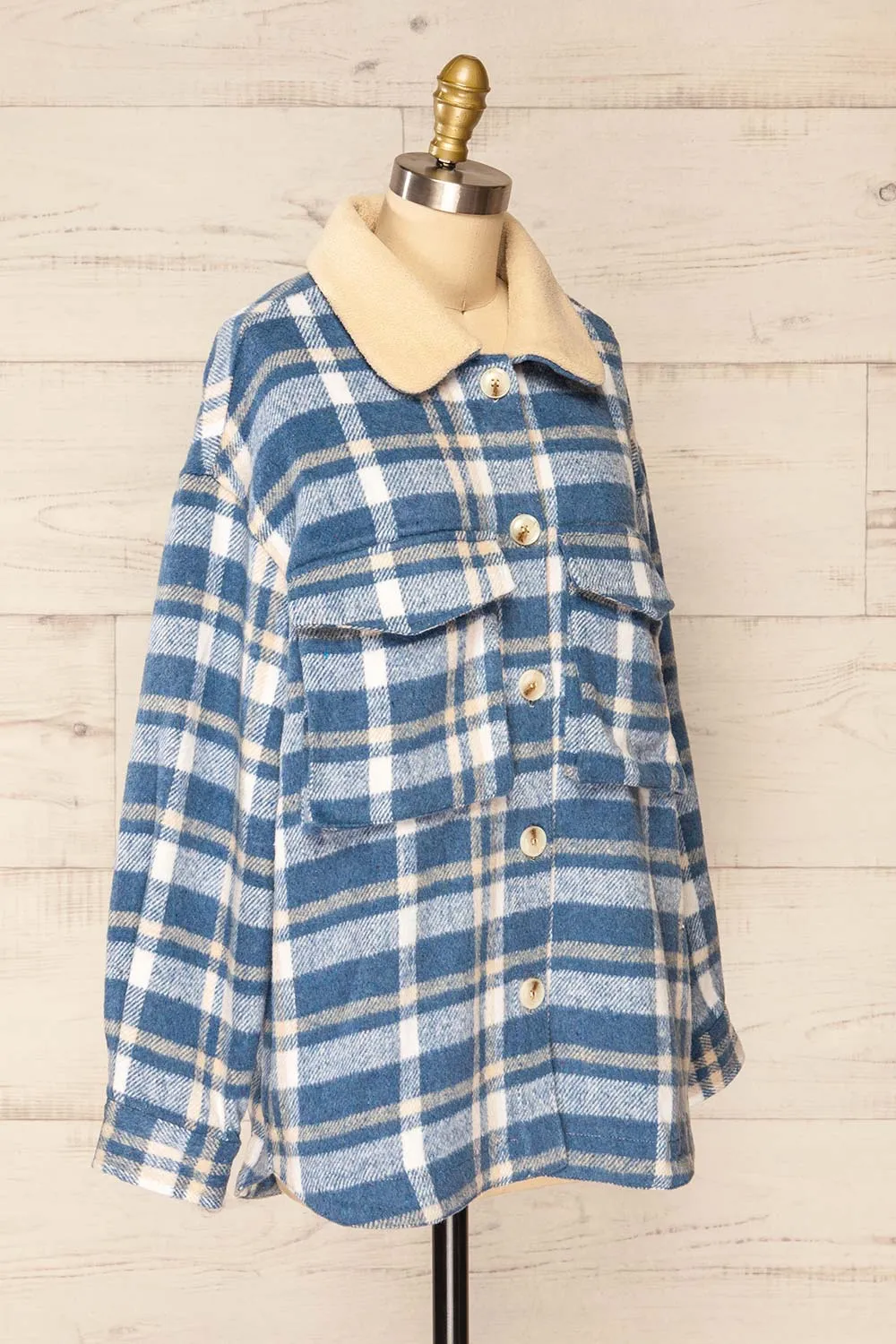 Norah Blue | Plaid Shacket w/ Front Pockets