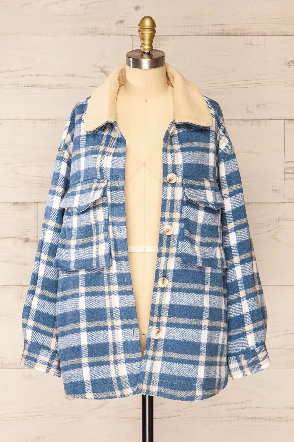 Norah Blue | Plaid Shacket w/ Front Pockets