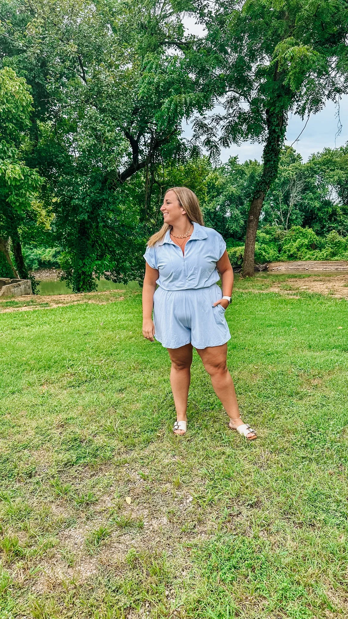 Off We Go Pastel Blue Romper