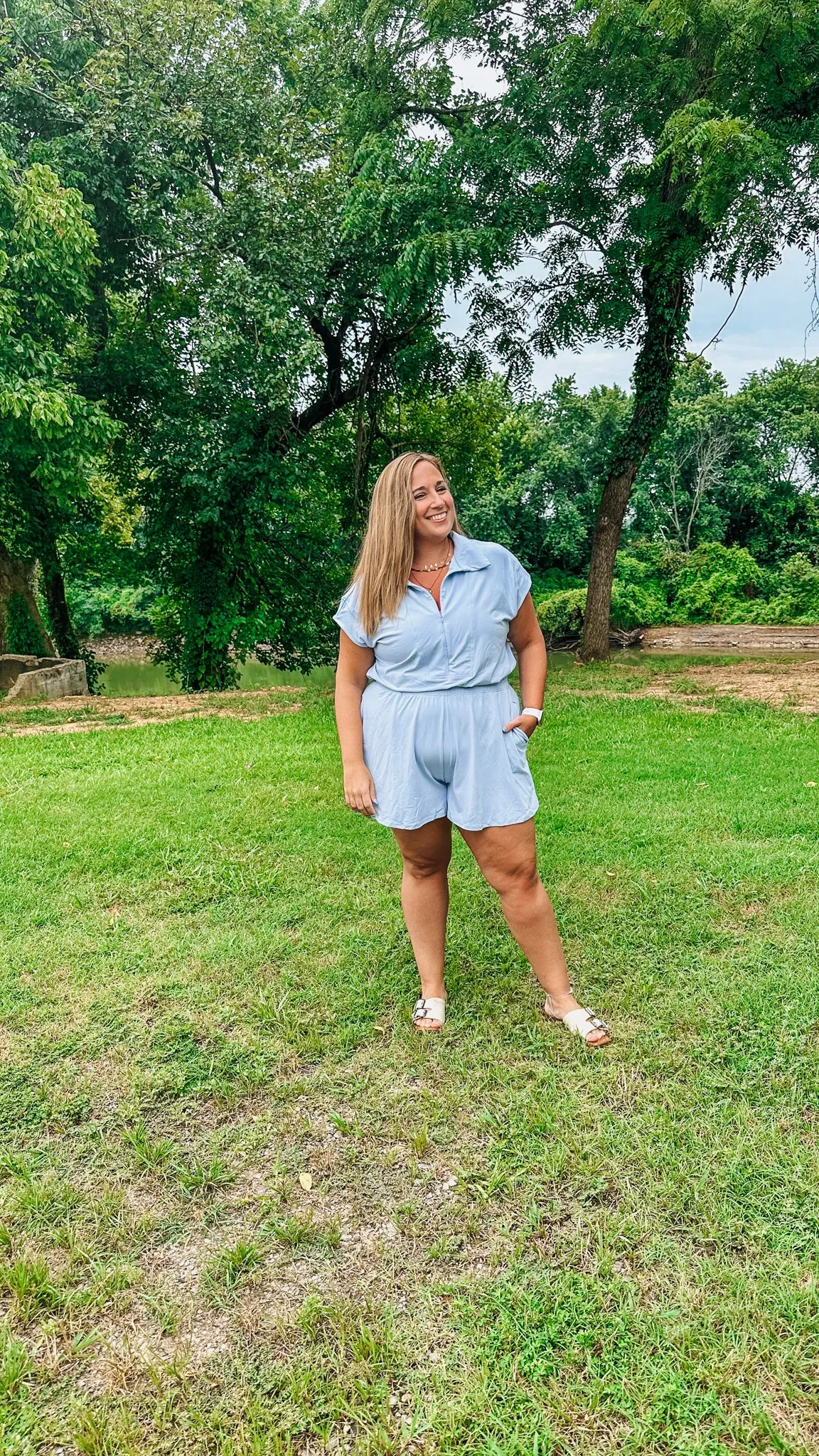 Off We Go Pastel Blue Romper