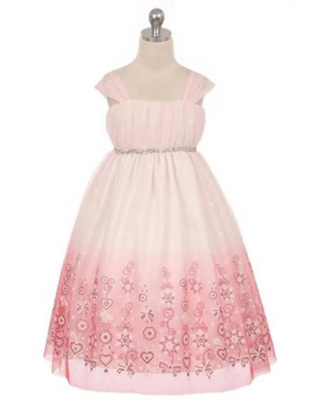 Ombre Glitter Princess Tulle Dress - Pink