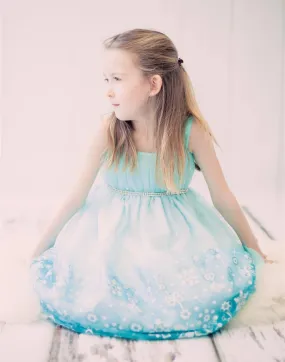 Ombre Glitter Princess Tulle Dress - Turquoise