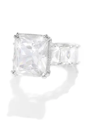 One and Only Embellished Square Ring - Silver