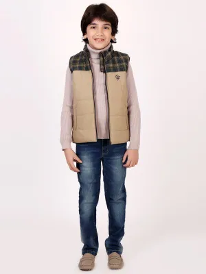 One Friday Khaki Half Sleeve Puffer Jacket