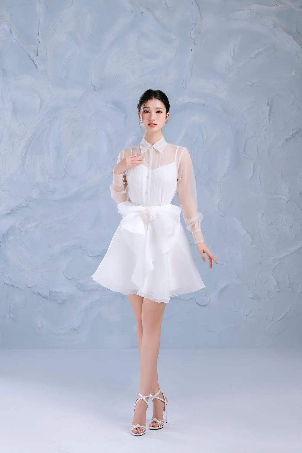 Orchid Layered Ruffled Organza Above The Knee Skirt