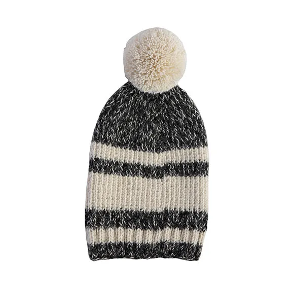 Pampa Striped Pom Beanie