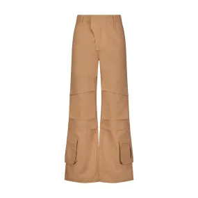 Panelled hard cotton cargo trousers - Dusty Brown