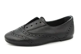 Papanatas  Black Wingtip No Lace Slip On 6710Y