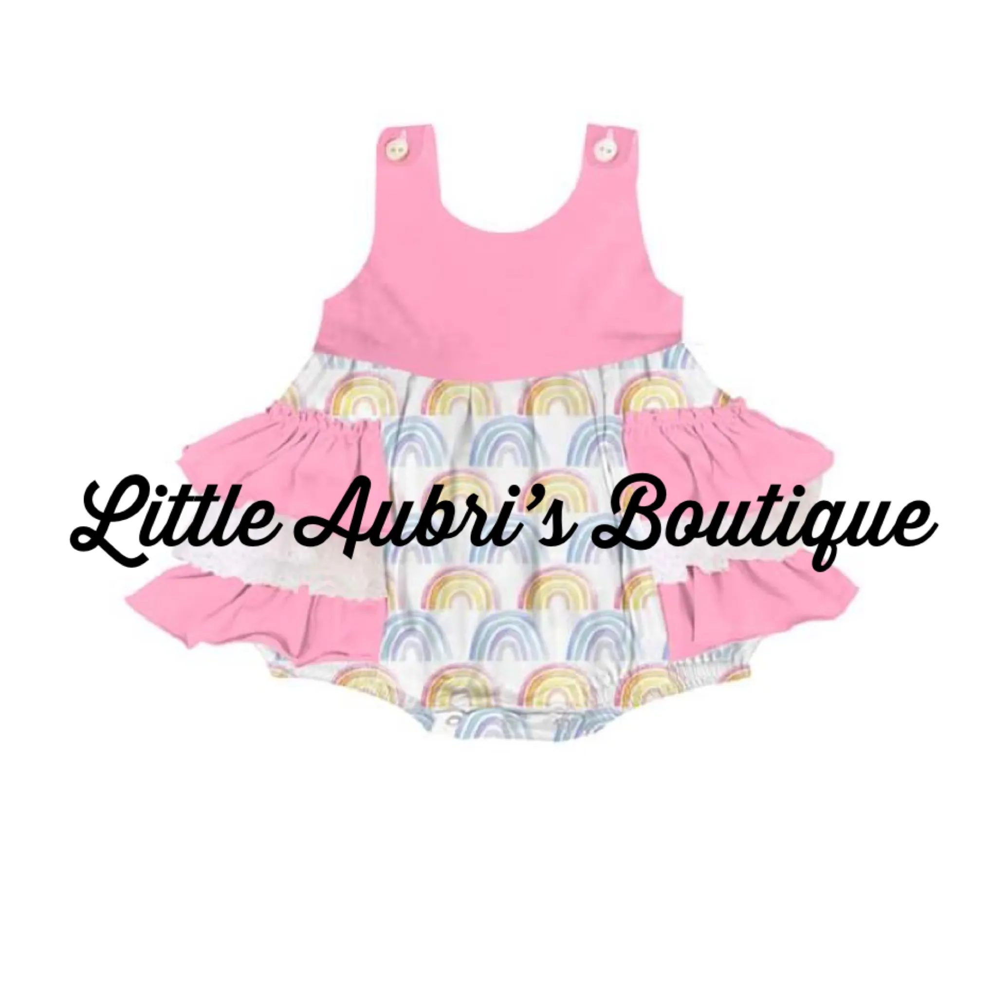 Pastel Rainbows Button Romper