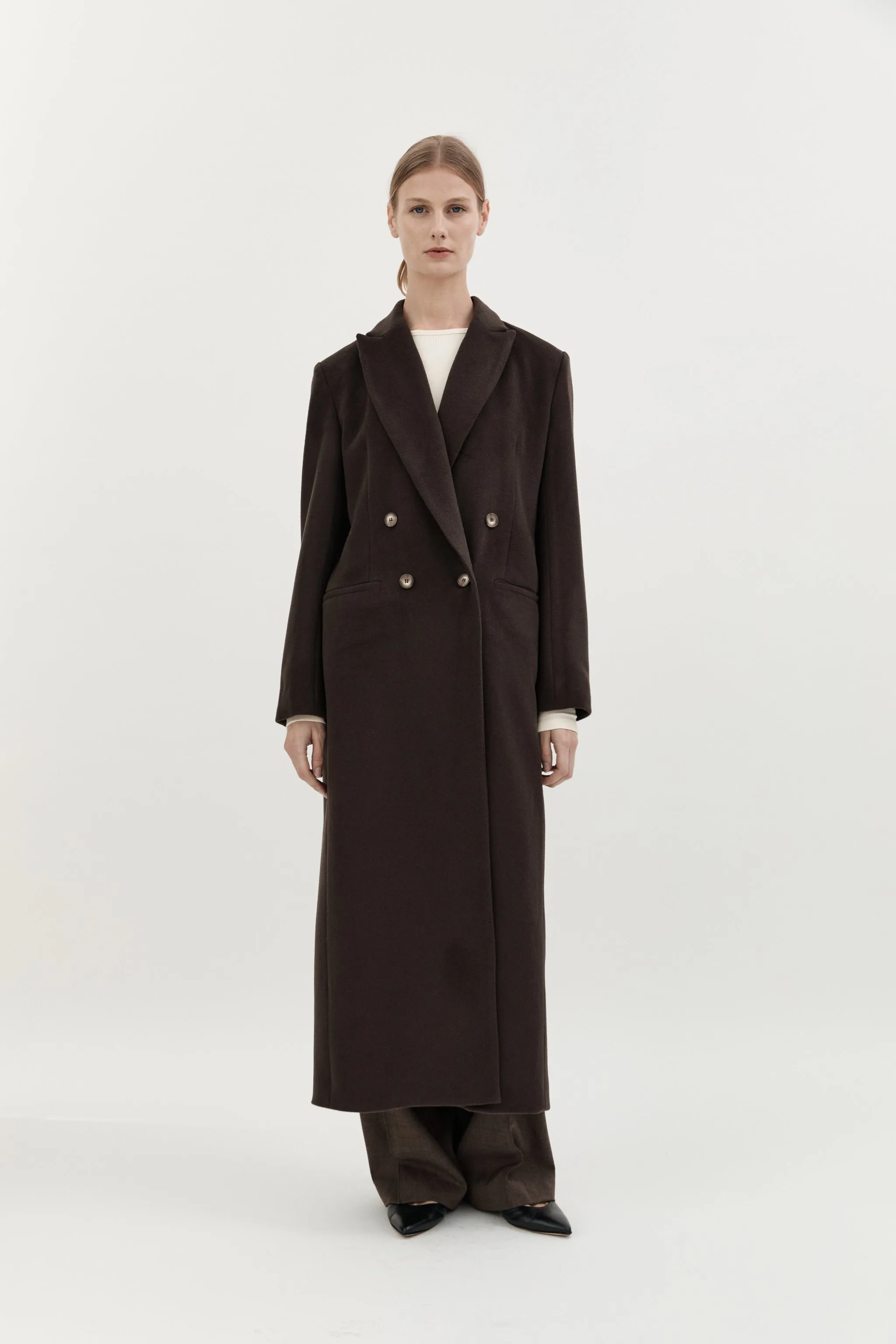 PERNIELLE WOOL COAT - CHOCOLATE