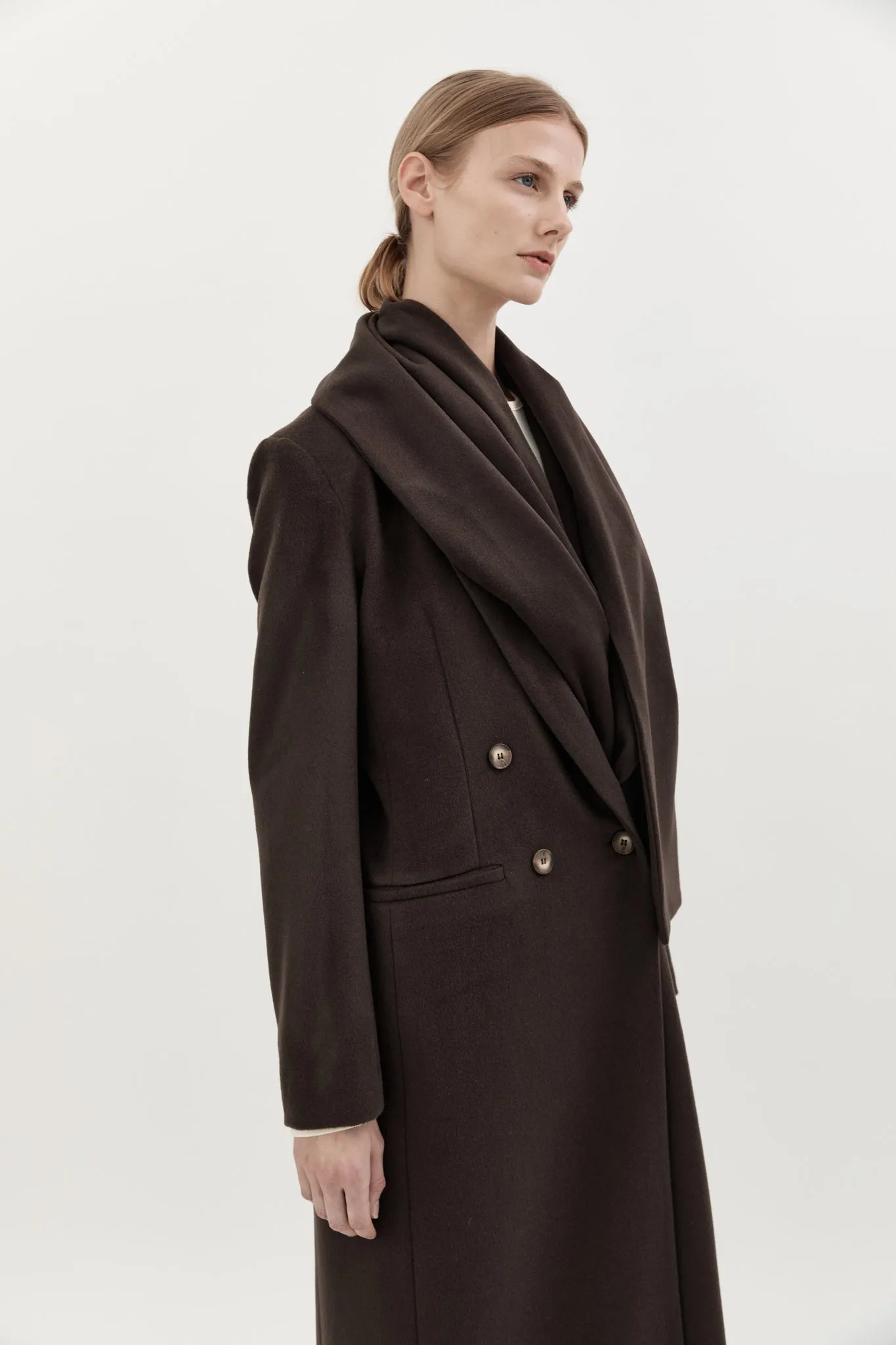 PERNIELLE WOOL COAT - CHOCOLATE