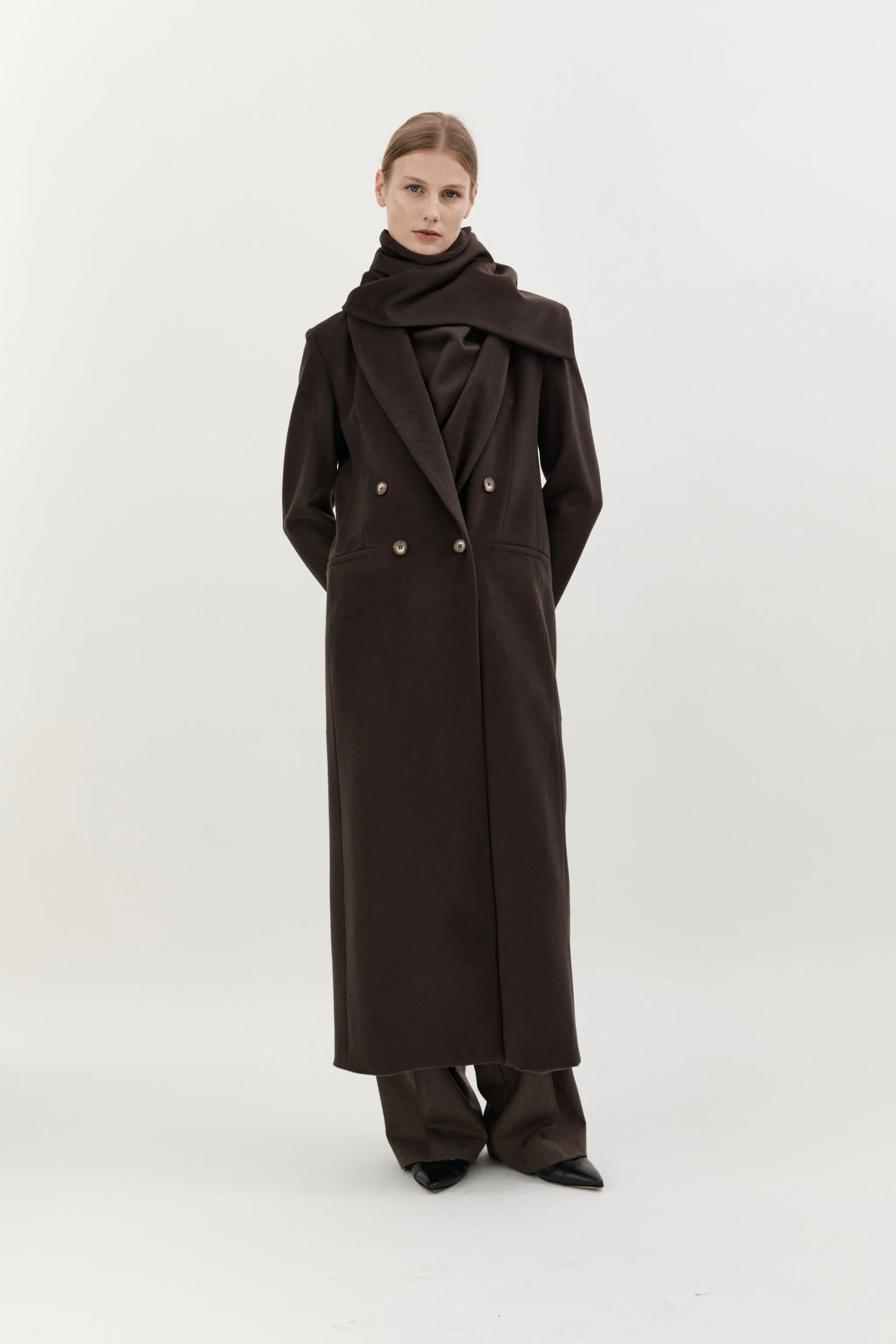 PERNIELLE WOOL COAT - CHOCOLATE