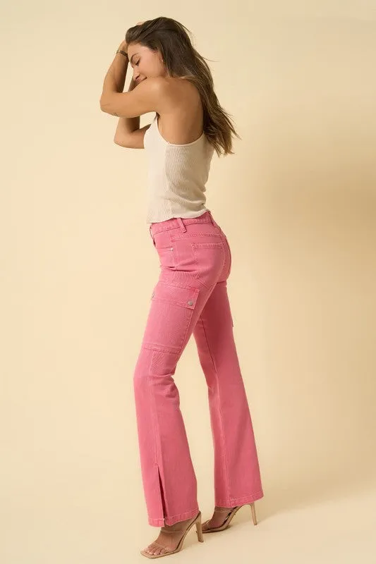 Pink Cargo Denim Pants