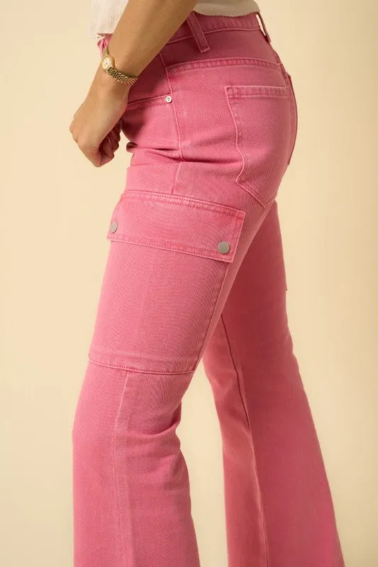 Pink Cargo Denim Pants