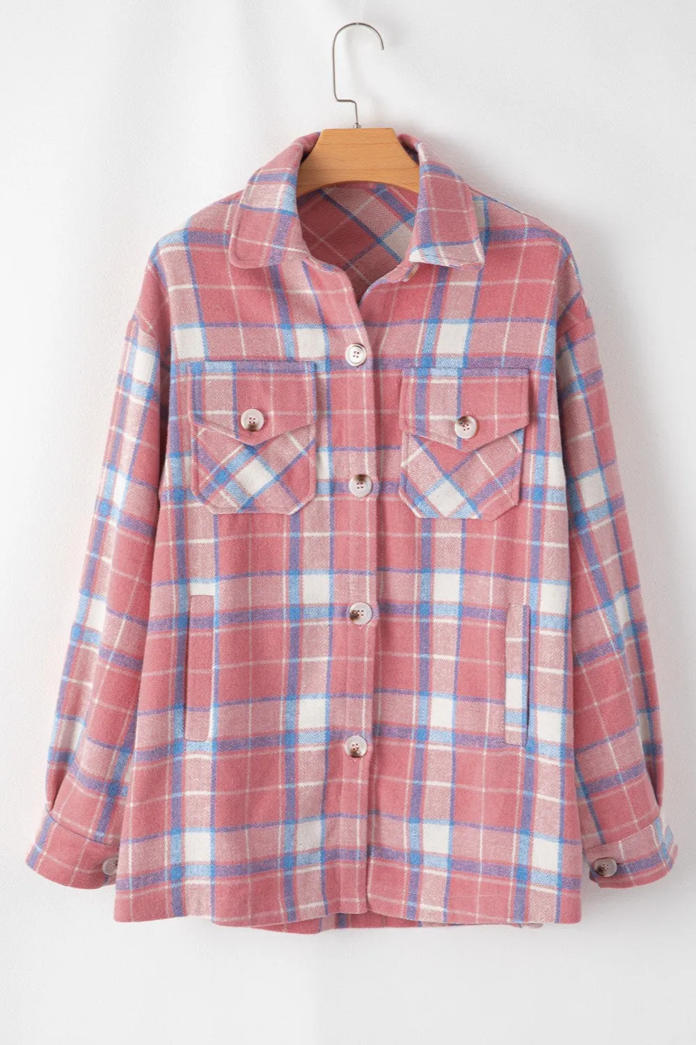 Plaid Button Up Long Sleeve Shacket