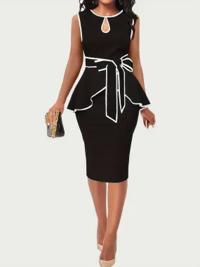 Plus Size Cutout Contrast Sleeveless Dress