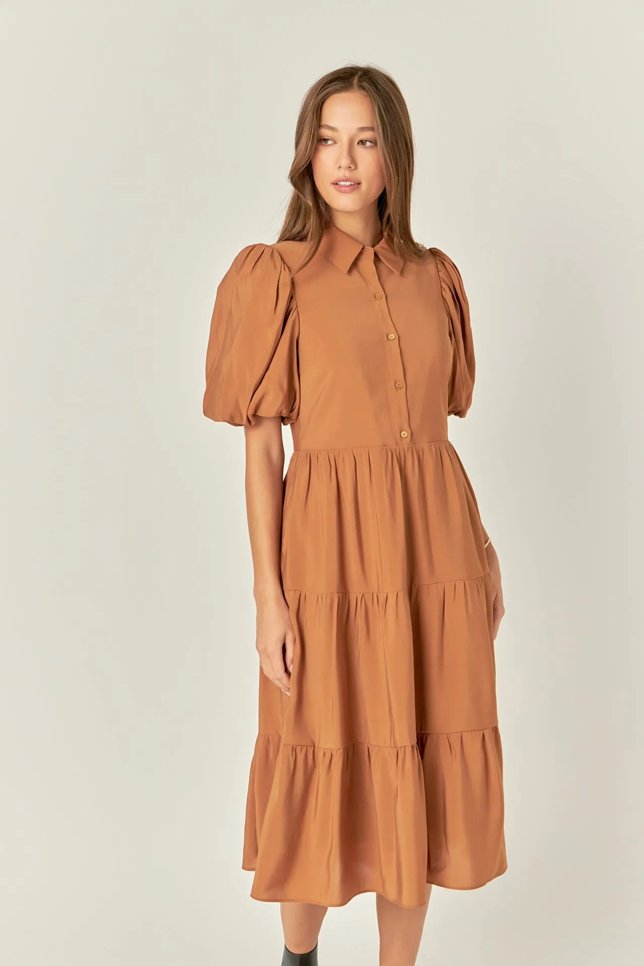 Quarter Sleeve Bow Tie Maxi Dress