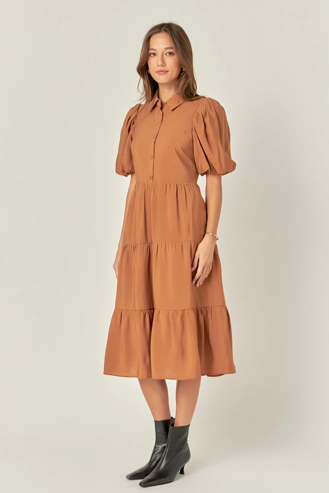 Quarter Sleeve Bow Tie Maxi Dress