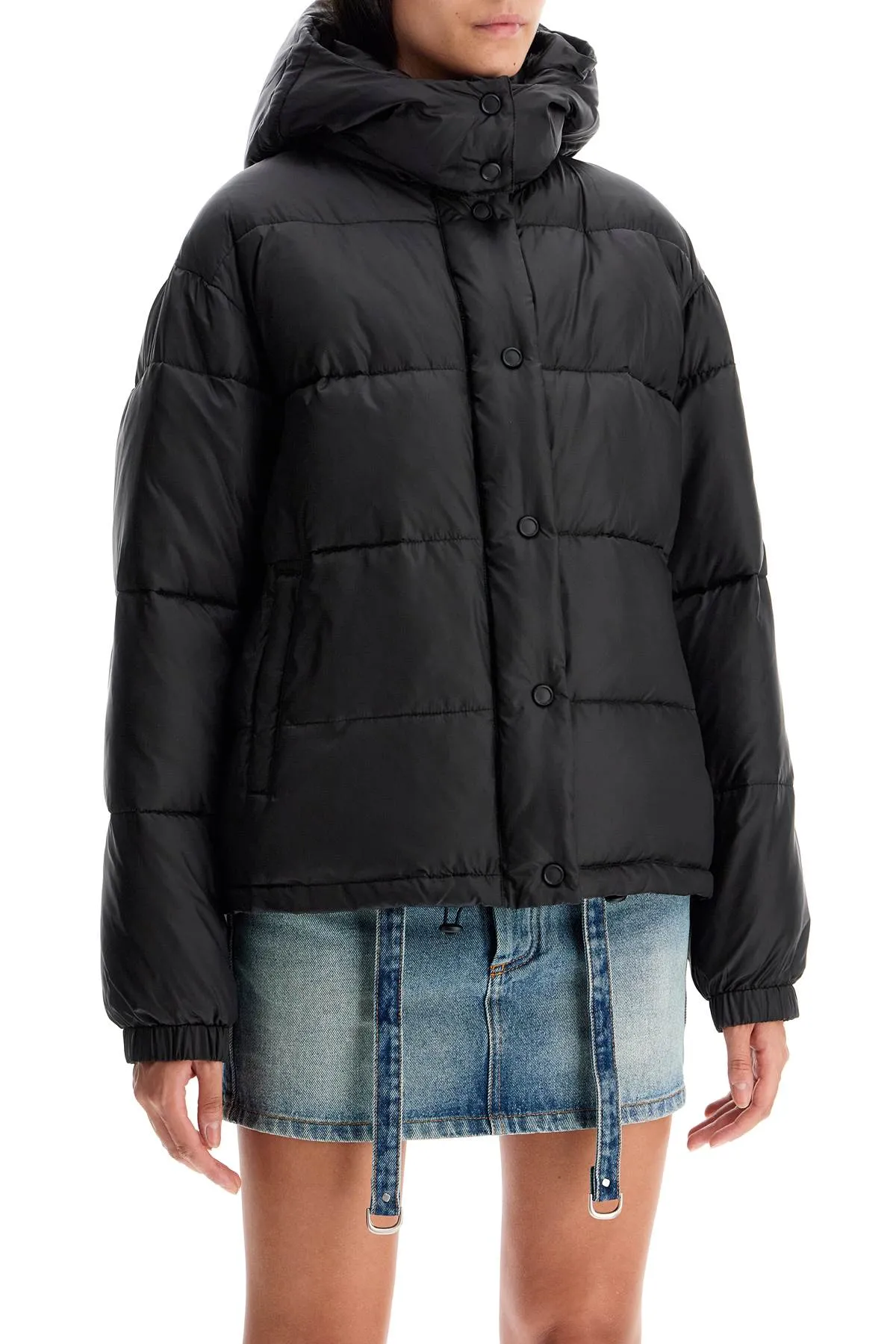 "down jacket with logo patch 103821 A1ZR NERO LIMOUSINE