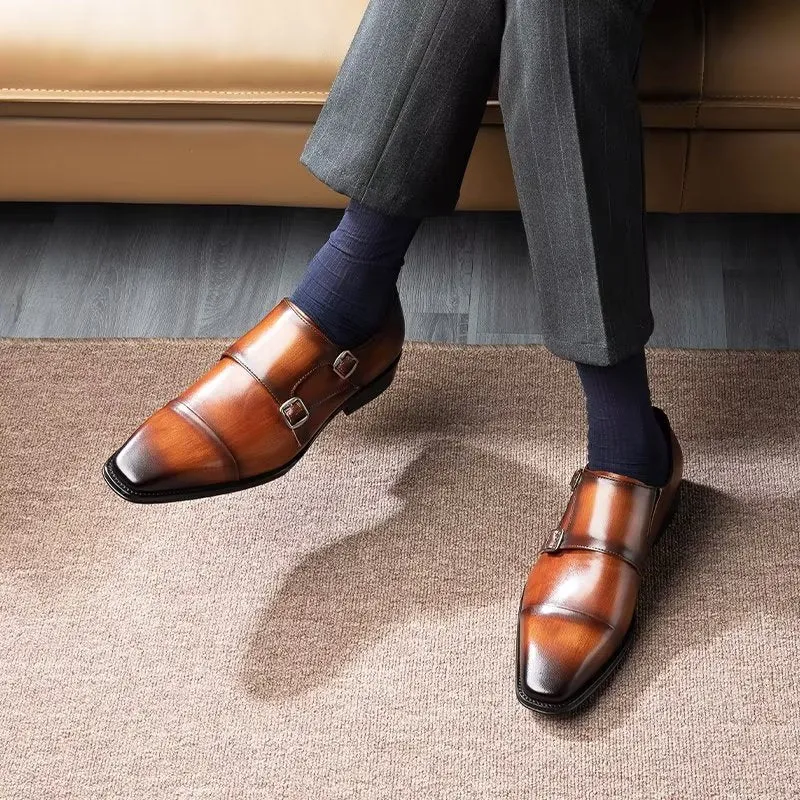 Refined Leather Slip-On Monkstraps