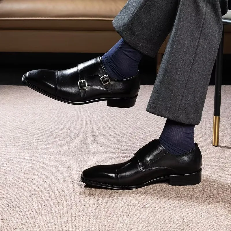 Refined Leather Slip-On Monkstraps